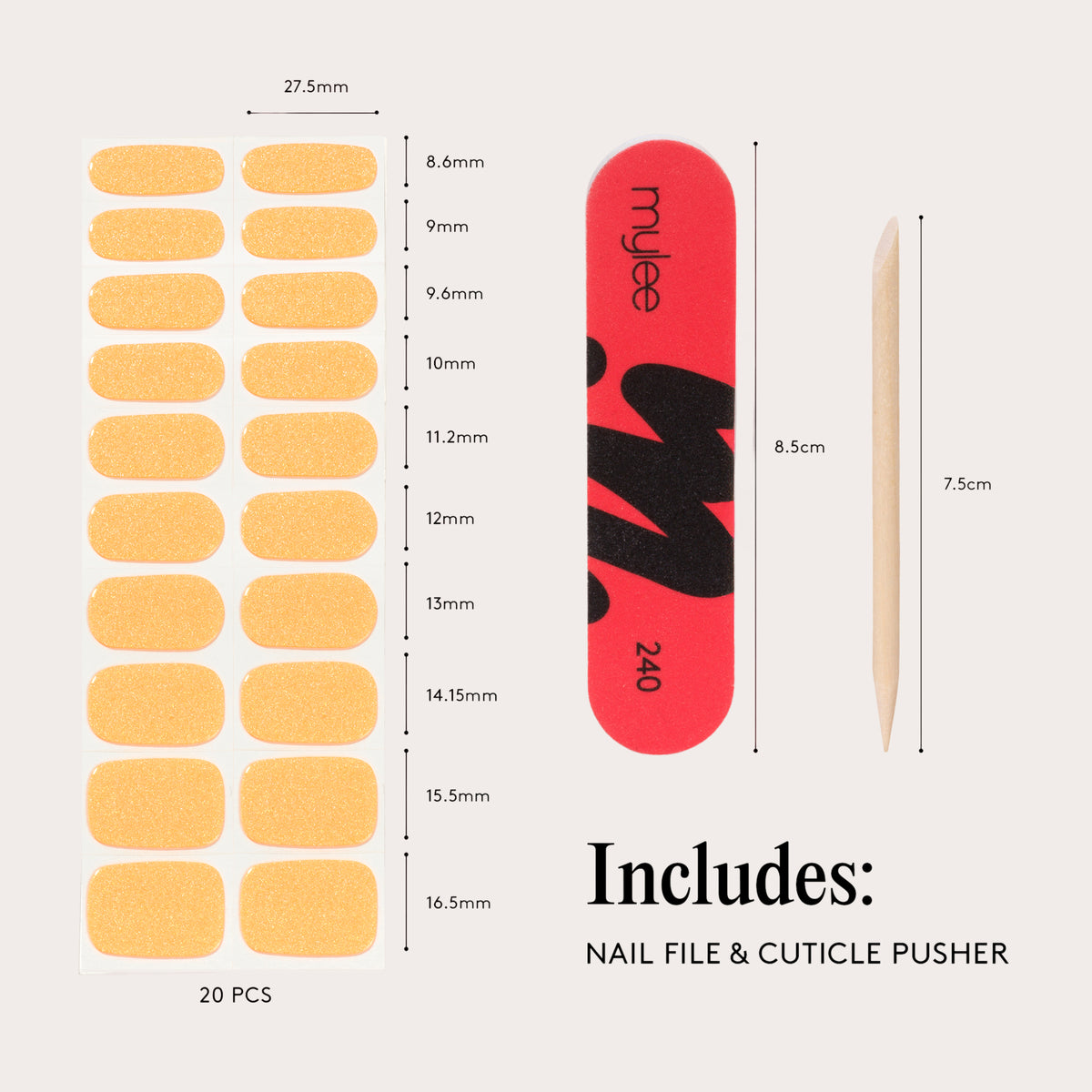 Mylee Gel Nail Wraps - French Marigold