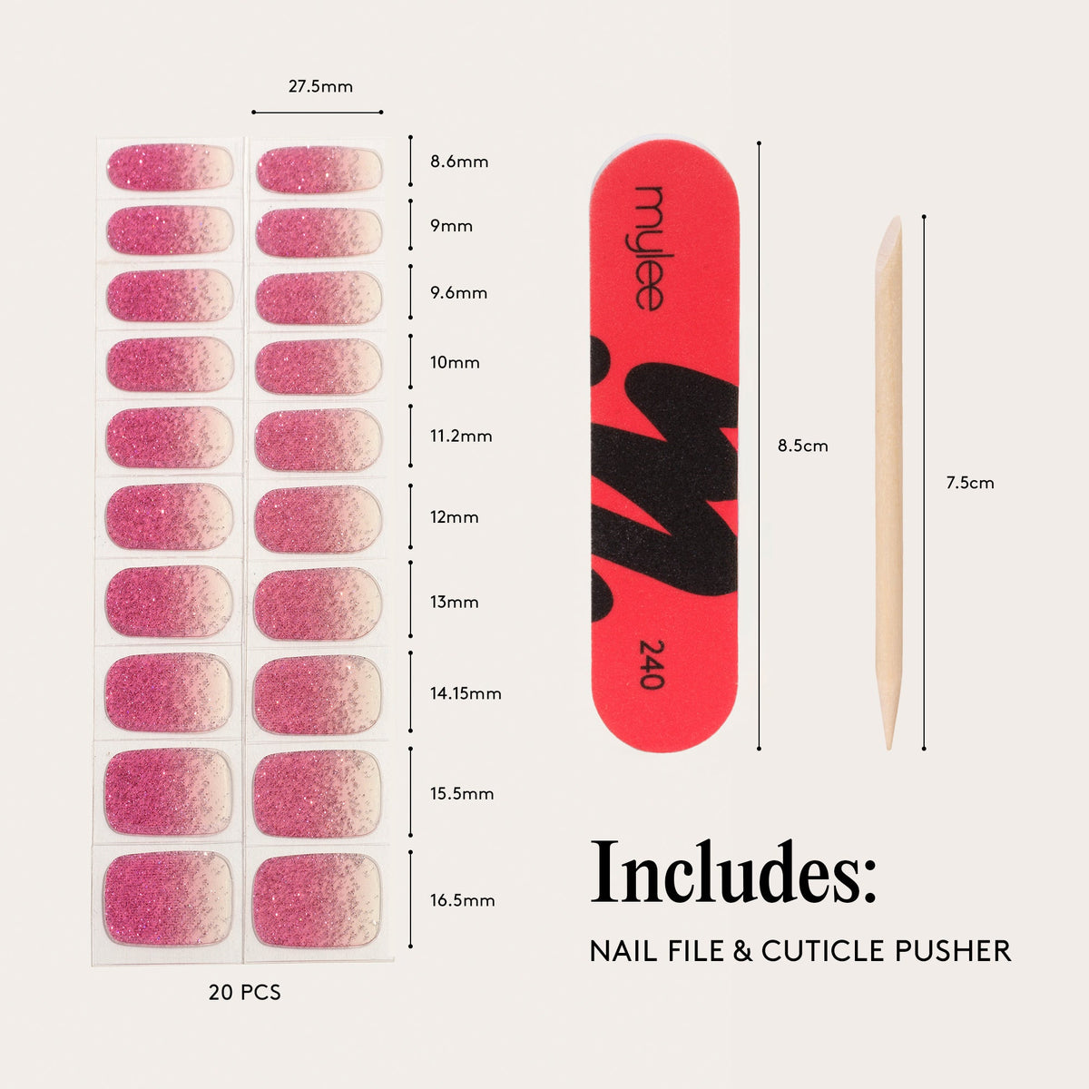 Mylee Gel Nail Wraps - Pink Stardust