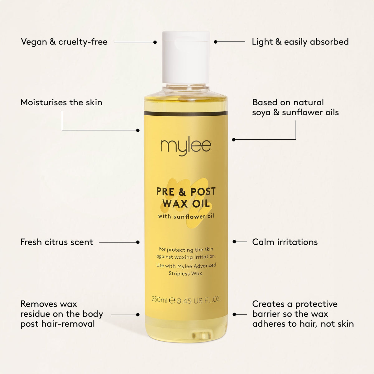 Huile pré et post-épilation Mylee - 250ml