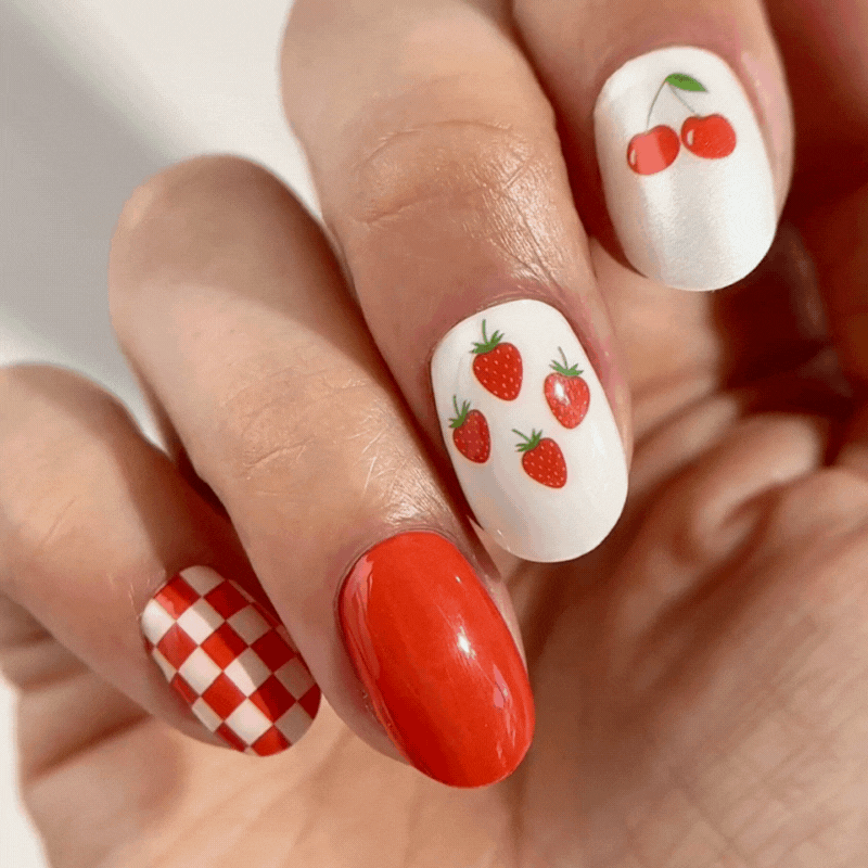 Mylee Berries & Cream Gel Nail Wraps