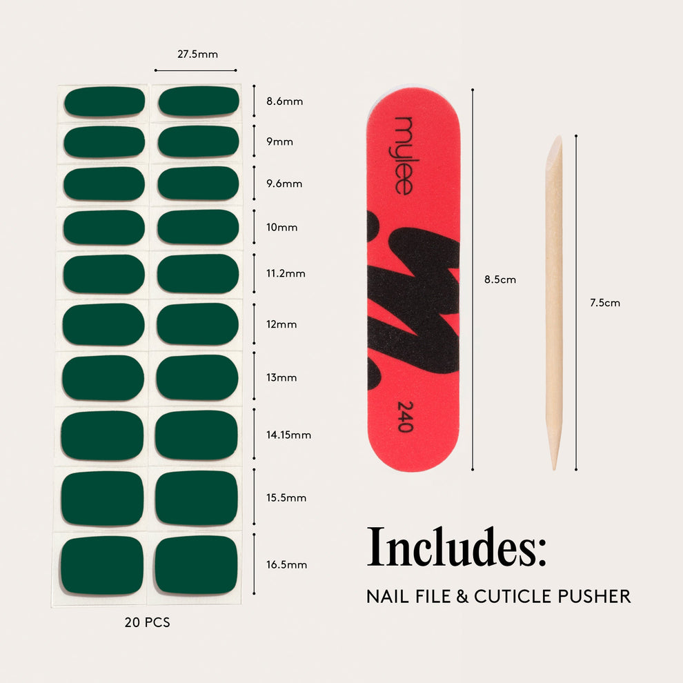 Mylee Green Velvet Gel Nail Wraps