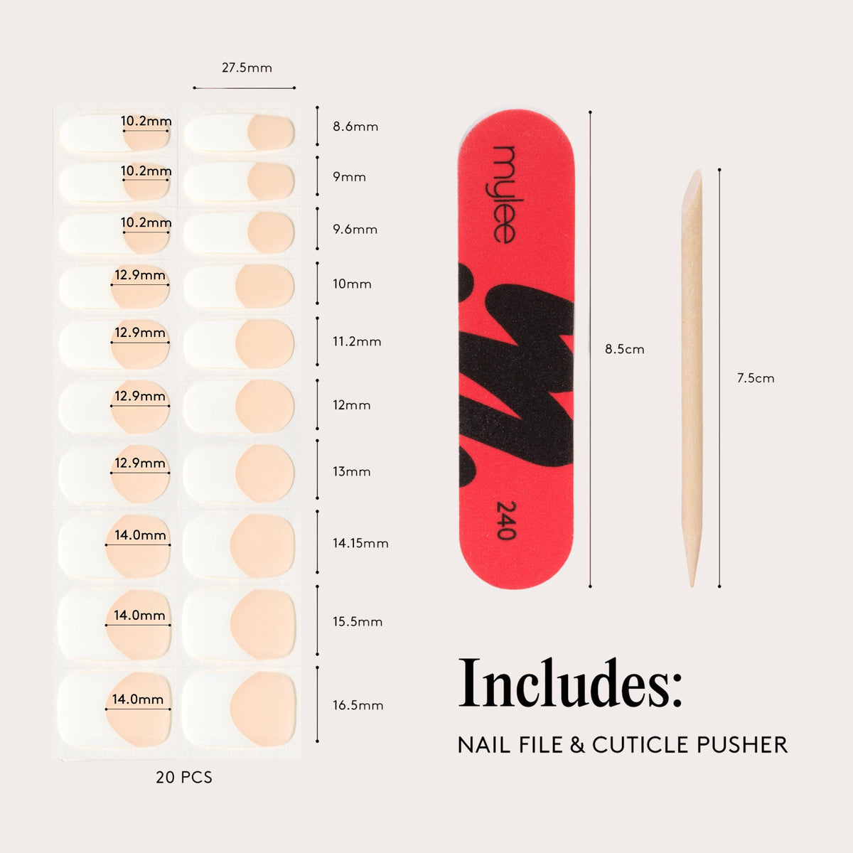 Mylee Gel Nail Wraps - French